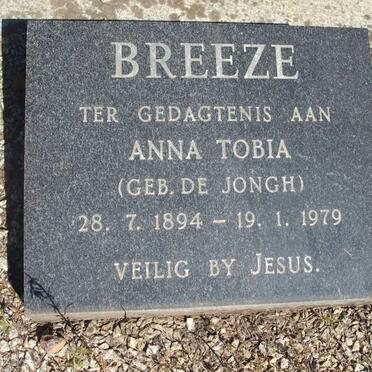 BREEZE Anna Tobia nee DE JONGH 1894-1979