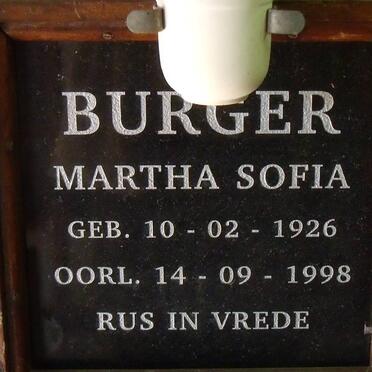 BURGER Martha Sofia 1926-1998