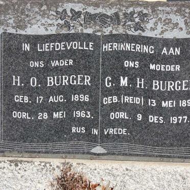 BURGER H.O. 1896-1963 &amp; C.M.H. REID 1897-1977