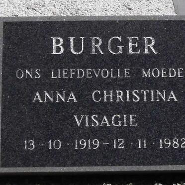BURGER Anna Christina nee VISAGIE 1919-1982