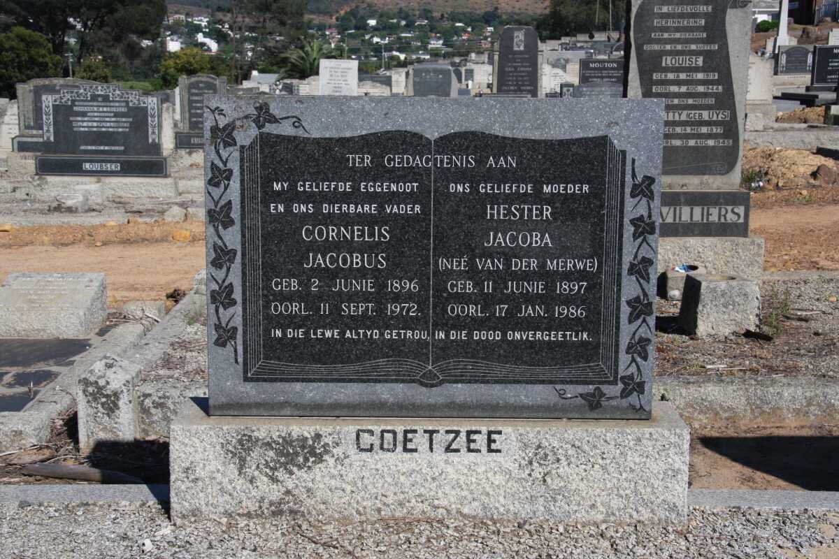COETZEE Cornelis Jacobus 1896-1972 &amp; Hester Jacoba VAN DER MERWE 1897-1986