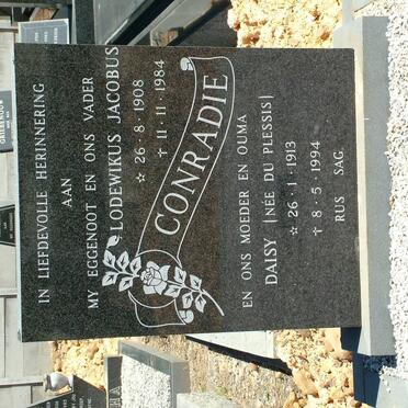CONRADIE Lodewikus Jacobus 1908-1984 &amp; Daisy DU PLESSIS 1913-1994
