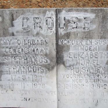 CROUSE Stephanus Francois 1911-1979 &amp; Elizabeth Muriel HUISAMEN previously CROUSE nee BAARD 1922-2000