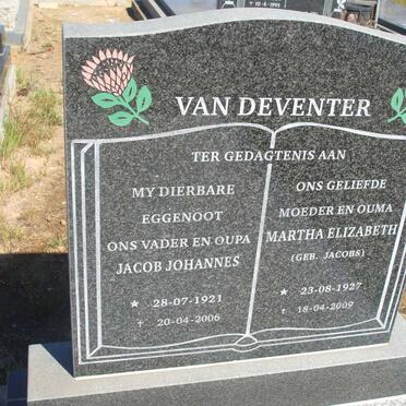 DEVENTER Jacob Johannes, van 1921-2006 &amp; Martha Elizabeth JACOBS 1927-2009 