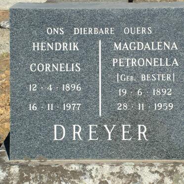 DREYER Hendrik Cornelis 1896-1977 &amp; Magdalena Petronella BESTER 1892-1959