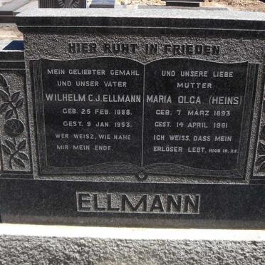 ELLMANN Wilhelm C.J. 1888-1853 &amp; Maria Olga HEINS 1893-1961