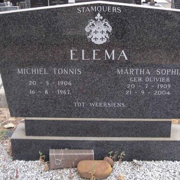 ELEMA Michiel Tonnis 1906-1967 &amp; Martha Sophia  OLIVIER 1909-2004
