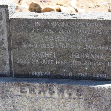 ERASMUS Samson J. 1885-1953 &amp; Rachel Johanna 1889-1959