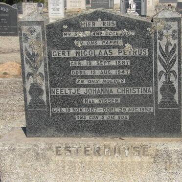 ESTERHUYSE Gert Nicolaas Petrus 1887-1947 &amp; Neeltje Johanna Christina VISSER 1887-1952