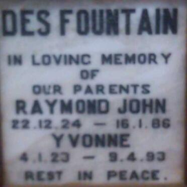 FOUNTAIN Raymond John, des 1924-1983 &amp; Yvonne 1923-1993