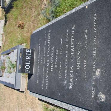FOURIE Hermanus Johannes Hendrik 1907-1996 &amp; Maria Christina 1910-2000