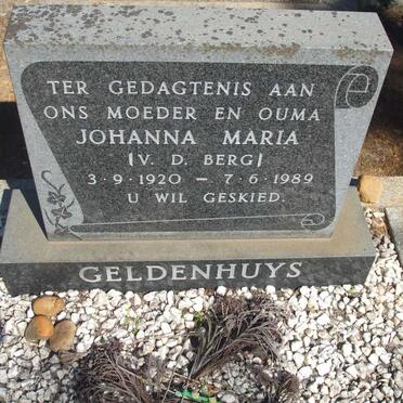 GELDENHUYS Johanna Maria nee V.D. BERG 1920-1989