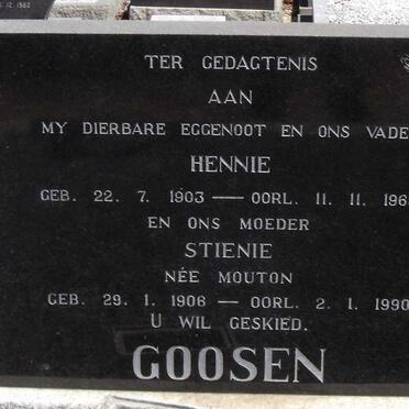 GOOSEN Hennie 1903-1969 &amp; Stienie MOUTON 1906-1990