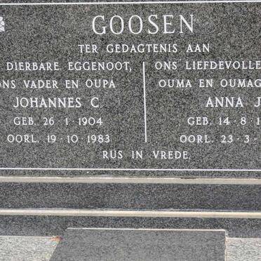 GOOSEN Johannes C. 1904-1983 &amp; Anna J. 1908-2003