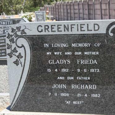 GREENFIELD John Richard 1909-1982 &amp; Gladys Frieda 1912-1973