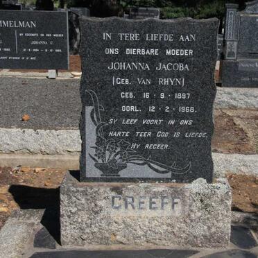 GREEFF Johanna Jacoba nee VAN RHYN 1897-1968