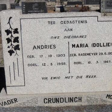GRUNDLINGH Andries 1903-1958 &amp; Maria RADEMEYER 1905-1967