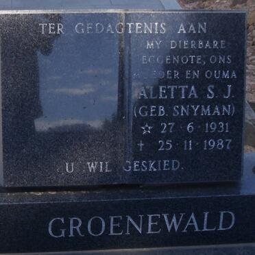 GROENEWALD Aletta S.J. nee SNYMAN 1931-1987