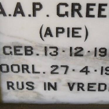 GREEFF A.A.P. 1917-1991