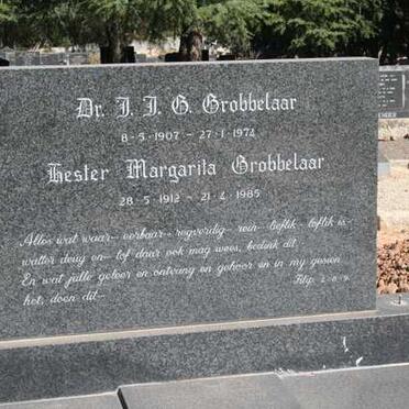 GROBBELAAR J.J.G. 1907-1974 &amp; Hester Margarita 1912-1985
