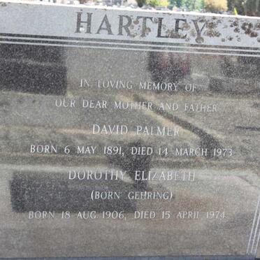 HARTLEY David Palmer 1891-1973 &amp; Dorothy Elizabeth GEHRING 1906-1974