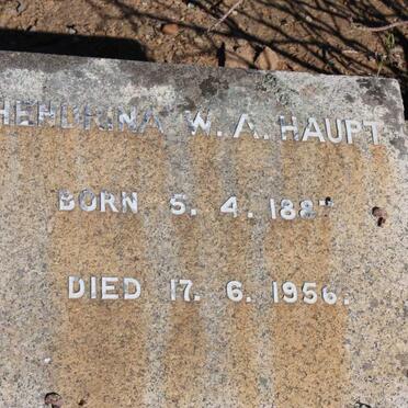 HAUPT Hendrina W.A. 1887-1956