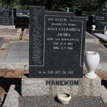 HANEKOM Anna Catharina Jacoba nee VAN SCHALKWYK 1895-1968