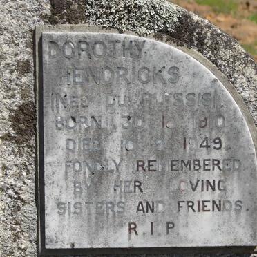 HENDRICKS Dorothy nee DU PLESSIS 1910-1949