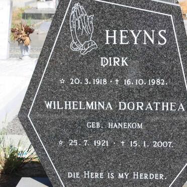 HEYNS Dirk 1918-1982 &amp; Wilhelmina Dorathea HANEKOM 1921-2007