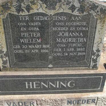 HENNING Pieter Willem 1891-1966 &amp; Johanna Magrietha TURCK 1892-1959
