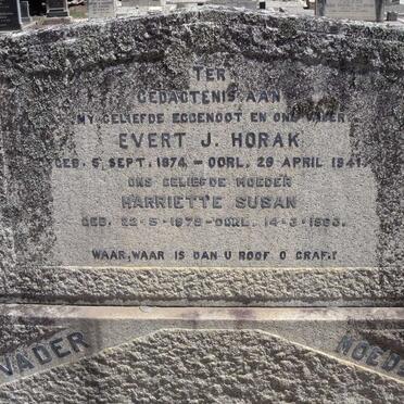 HORAK Evert J. 1874-1941 &amp; Harriette Susan 1879-1963