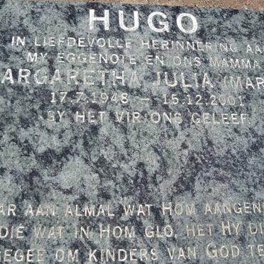 HUGO Margaretha Julia 1948-2001