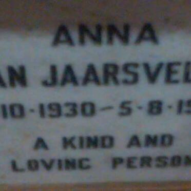 JAARSVELDT Anna, van 1930-1993