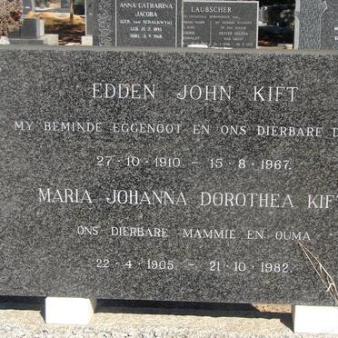 KIFT Edden John 1910-1967 &amp; Maria Johanna Dorothea 1905-1982