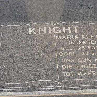 KNIGHT Maria Aletta 1927-2005