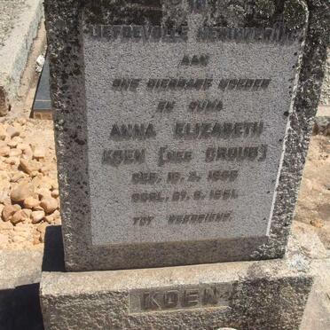 KOEN Anna Elizabeth nee CROUS 1866-1951