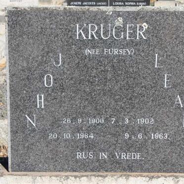 KRUGER John 1900-1964 &amp; Leah FURSEY 1902-1963