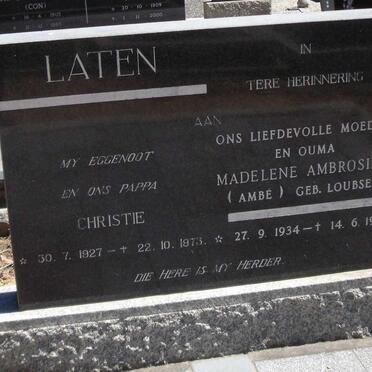 LATEN Christie 1927-1973 & Madalene Ambrosine LOUBSER 1934-1993