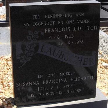 LAUBSCHER Francois du Toit 1903-1978 & Susanna Francina Elizabeth V.D. SPUY 1909-1989