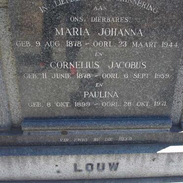 LOUW Cornelius Jacobus 1878-1959 & Maria Johanna 1878-1944 :: LOUW Paulina 1899-1971