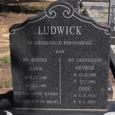 LUDWICK George 1909-1994 & Issie 1916-2005 :: LUDWICK Dawn 1946-1996
