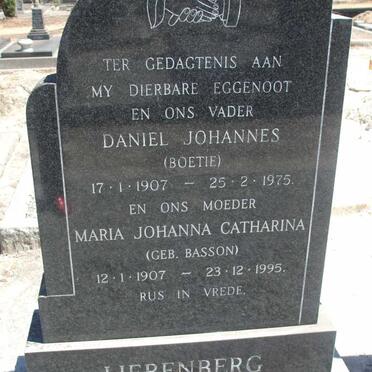 LIEBENBERG Daniel Johannes 1907-1975 & Maria Johanna Catharina BASSON 1907-1995