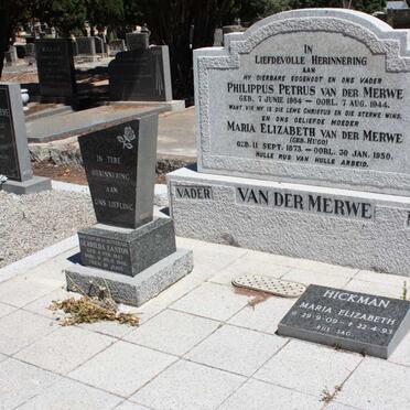 MERWE Philippus Petrus, van der 1864-1944 & Maria Elizabeth HUGO 1873-1950 :: HICKMAN Maria Elizabeth 1909-1993 :: EASTON Gerrieda 1947-1948 _1