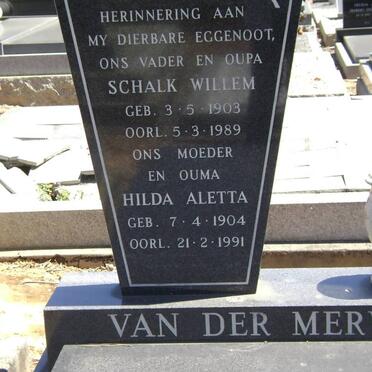 MERWE Schalk Willem, van der 1903-1989 & Hilda Aletta 1904-1991