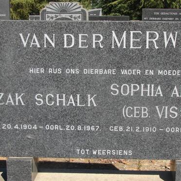 MERWE Izak Schalk, van der 1904-1967 & Sophia Aletta VISSER 1910-1984
