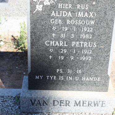 MERWE Charl Petrus, van der 1912-1992 & Alida ROSSOUW 1922-1982