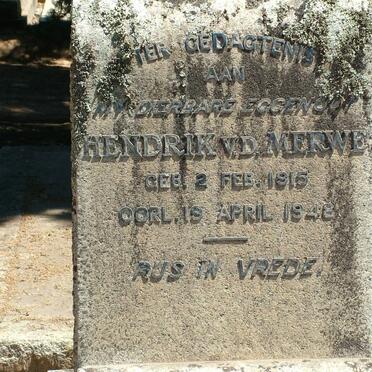 MERWE Hendrik, V.D. 1915-1948