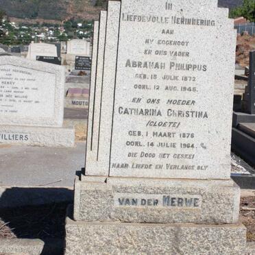 MERWE Abraham Philippus, van der 1872-1945 & Catharina Christina CLOETE 1876-1964