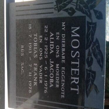 MOSTERT Tobias Frank 1913-1978 & Alida Jacoba 1925-1976