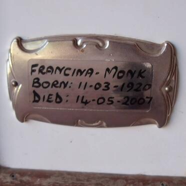 MONK Francina 1920-2007
